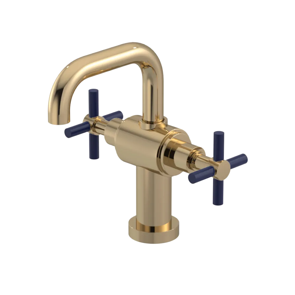 Rubinet Single Hole Dual Handle Lav. Set. (less drain) Gold