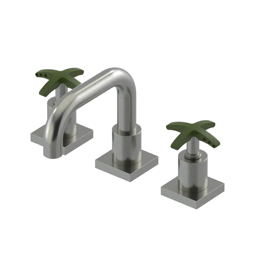 Rubinet Widespread Lav. Set. with Genesis spout (less drain) Satin Nickel