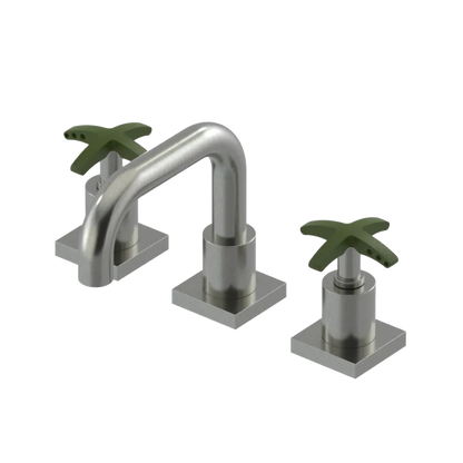 Rubinet Widespread Lav. Set. with Genesis spout (less drain) Satin Nickel