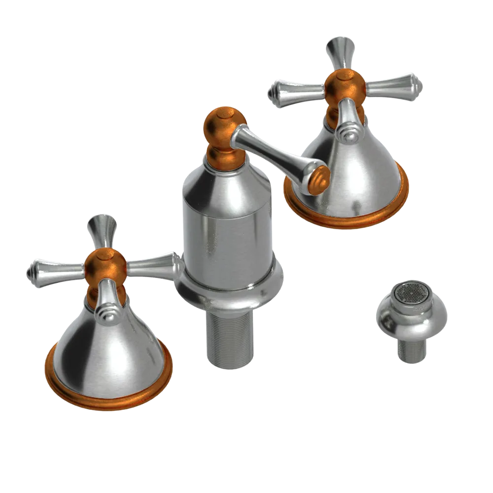 Rubinet Bidet Fitting with Spray, Diverter, and Vacum Breaker (Less Drain) Satin Nickel