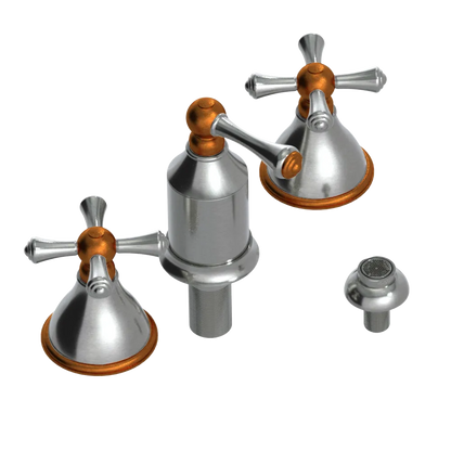 Rubinet Bidet Fitting with Spray, Diverter, and Vacum Breaker (Less Drain) Satin Nickel