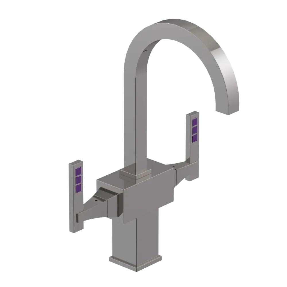 Rubinet Single Hole Dual Handle Lav. Set. (less drain) Polished Nickel