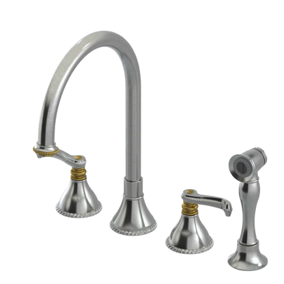 Rubinet Widespread Kitchen Set with Hand Spray Satin Nickel