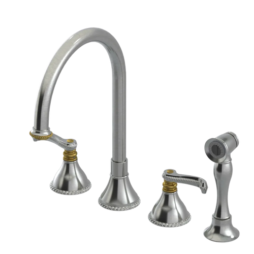 Rubinet Widespread Kitchen Set with Hand Spray Satin Nickel