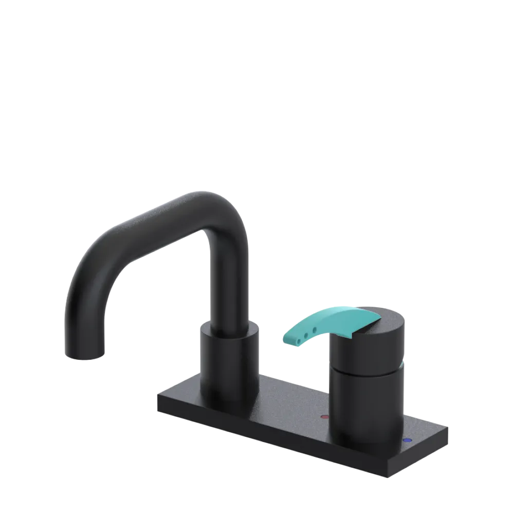 Rubinet 4" Centre Single Control Lav. Set. with Genesis spout (less drain) Matt Black