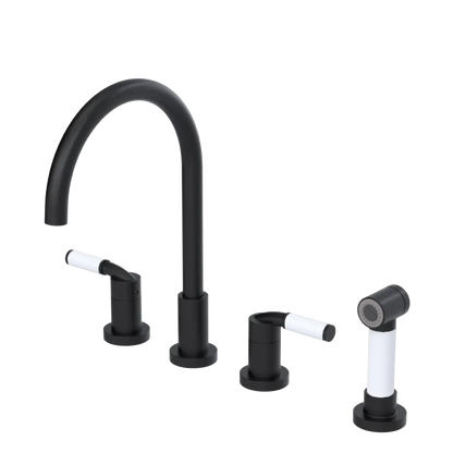 Rubinet Widespread Kitchen Set with Hand Spray Matt Black