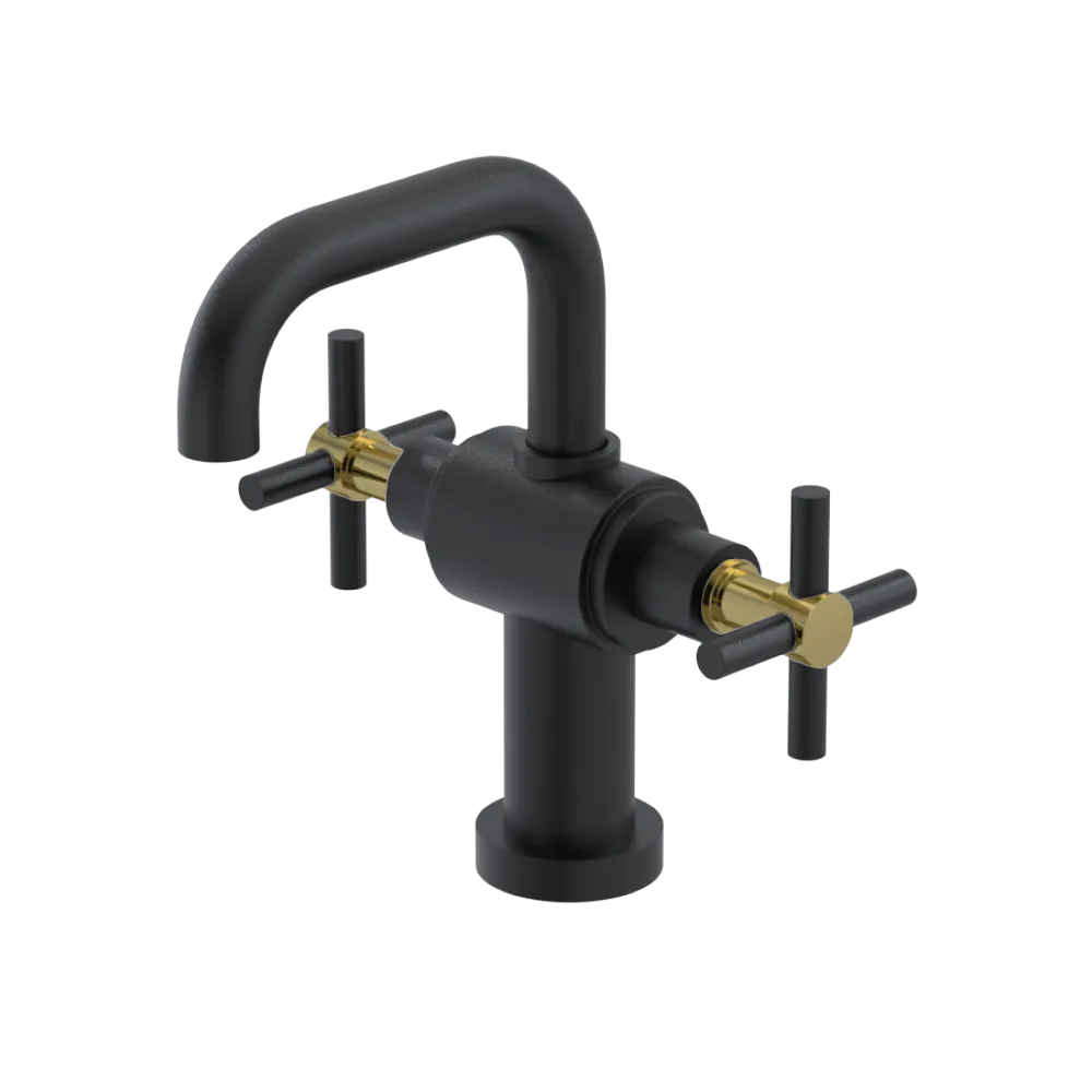 Rubinet Single Hole Dual Handle Lav. Set. (less drain) Matt Black