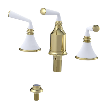 Rubinet Bidet Fitting with Spray, Diverter, and Vacum Breaker (Less Drain) Gold