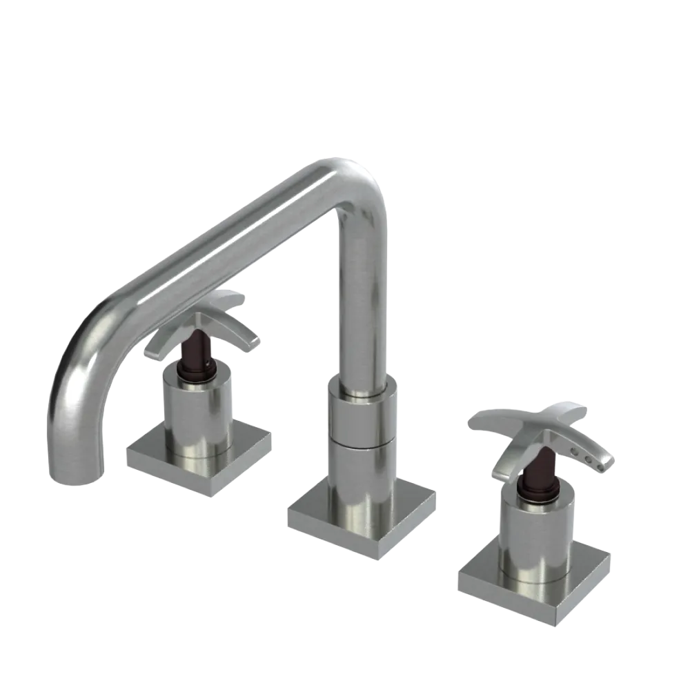 Rubinet Widespread Kitchen Set with Genesis Spout Satin Nickel