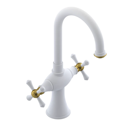 Rubinet Single Hole Dual Handle Lav. Set. (less drain) Matt White
