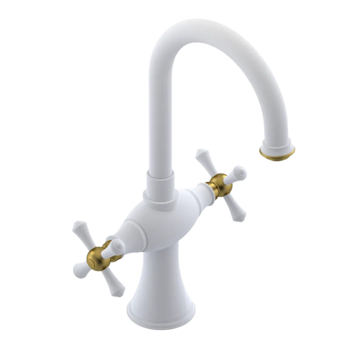 Rubinet Single Hole Dual Handle Lav. Set. (less drain) Matt White