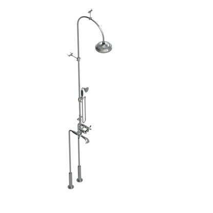 Rubinet Floor Mount Tub & Shower with hand held shower Satin Nickel