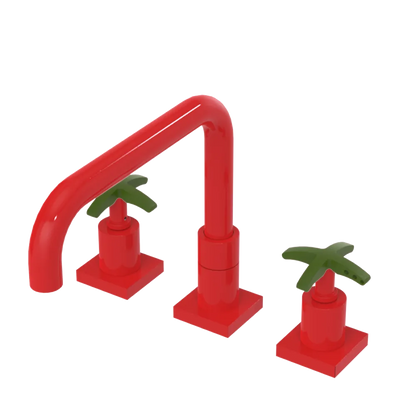 Rubinet Widespread Kitchen Set with Genesis Spout Red