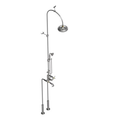 Rubinet Floor Mount Tub & Shower with hand held shower Polished Nickel
