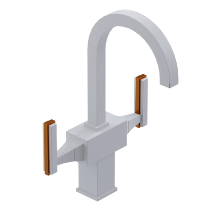 Rubinet Single Hole Dual Handle Lav. Set. (less drain) White