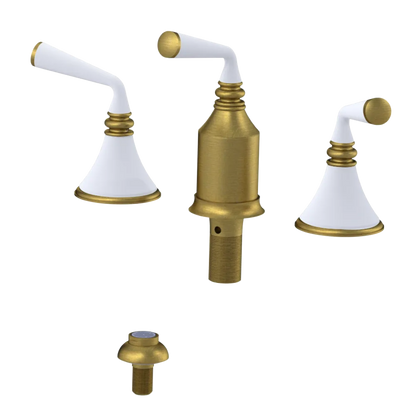 Rubinet Bidet Fitting with Spray, Diverter, and Vacum Breaker (Less Drain) Antique Brass Matt