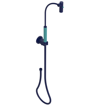 Rubinet Hand Held Shower Bidet with Extended Reach & Dual Function Spray Including Wall Bracket with Supply & Hose (Round) Midnight Blue