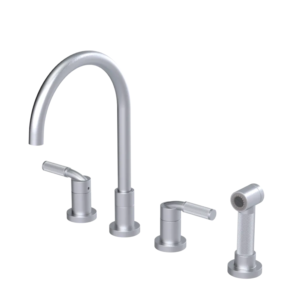 Rubinet Widespread Kitchen Set with Hand Spray Satin Chrome