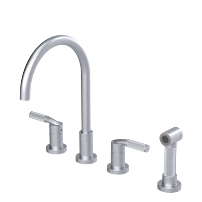 Rubinet Widespread Kitchen Set with Hand Spray Satin Chrome