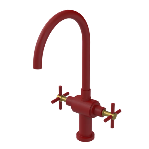 Rubinet Two Handle Single Hole Kitchen Set with LaSalle Spout Maroon