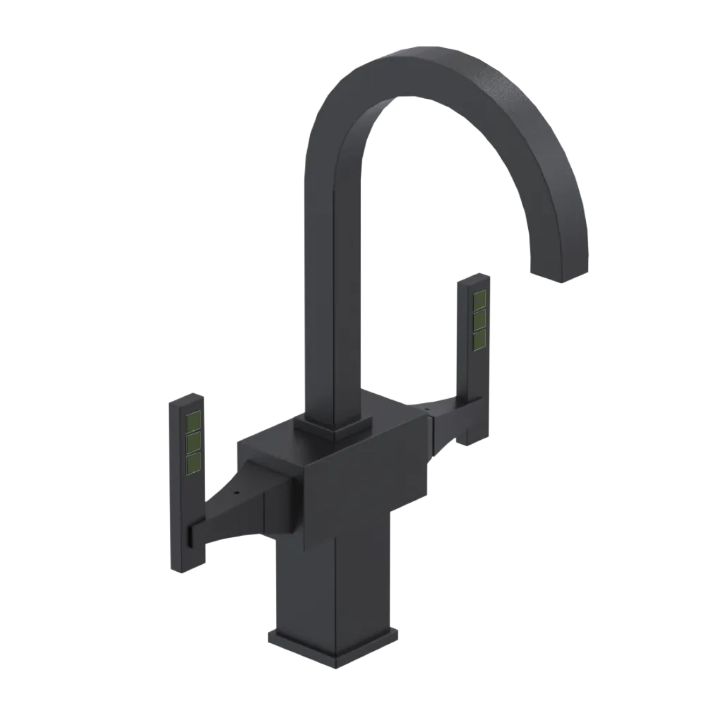 Rubinet Single Hole Dual Handle Lav. Set. (less drain) Matt Black