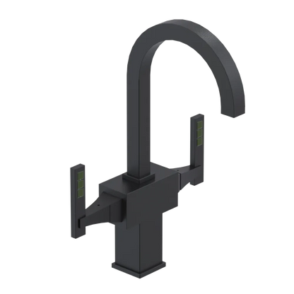 Rubinet Single Hole Dual Handle Lav. Set. (less drain) Matt Black