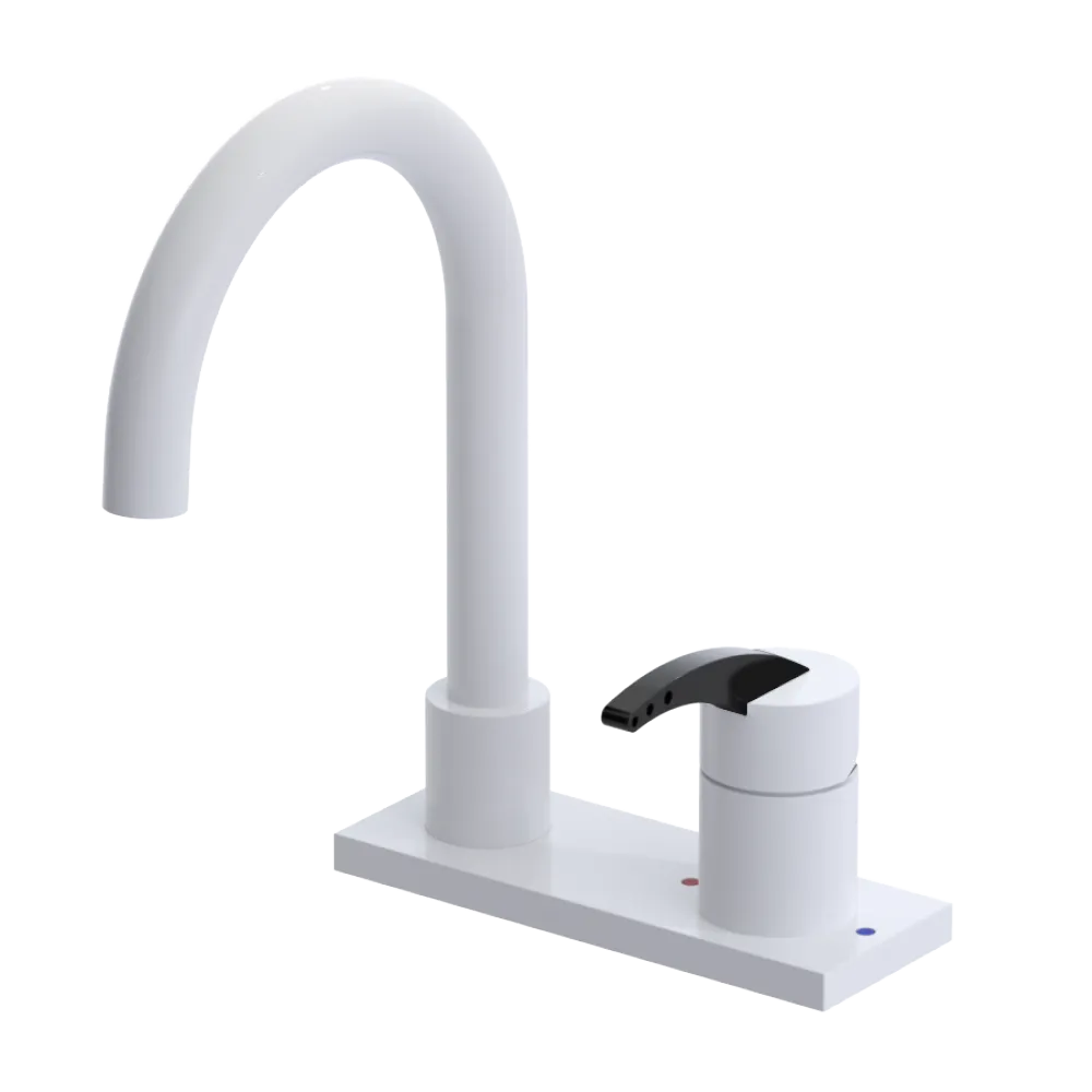 Rubinet 4" Centre Single Control Lav. Set. (less drain) White