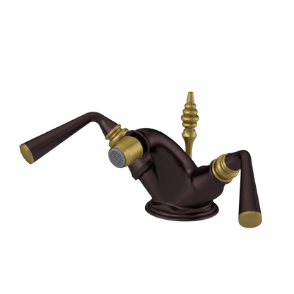 Rubinet Single Hole Dual Handle Bidet Fitting (Less Drain) Tuscan Brass