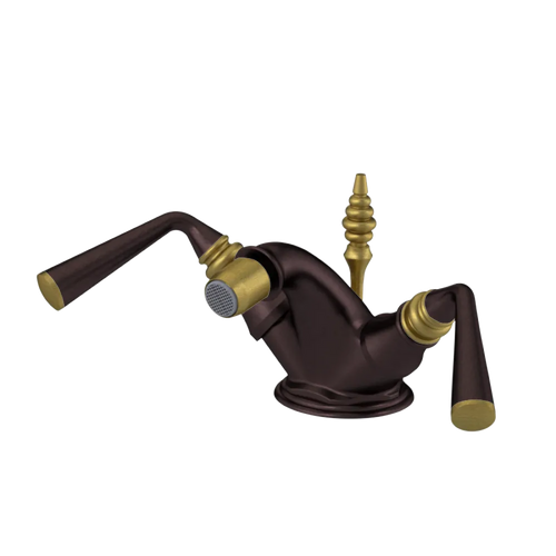 Rubinet Single Hole Dual Handle Bidet Fitting (Less Drain) Tuscan Brass