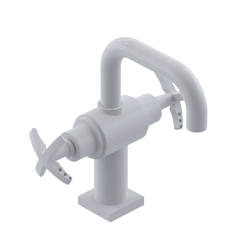Rubinet Single Hole Dual Handle Lav. Set. with Genesis spout (less drain) White