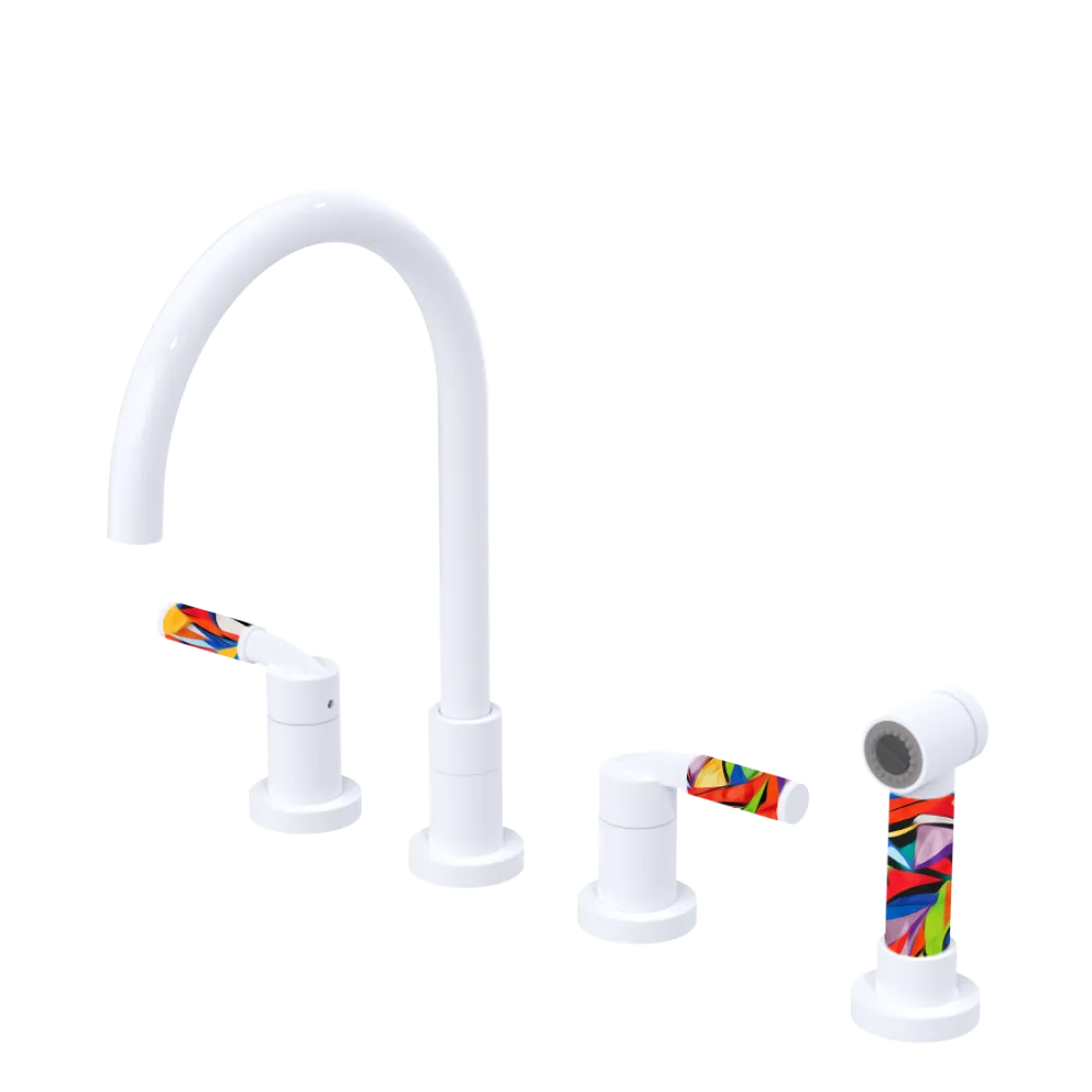 Rubinet Widespread Kitchen Set with Hand Spray White