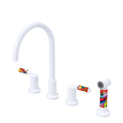 Rubinet Widespread Kitchen Set with Hand Spray White