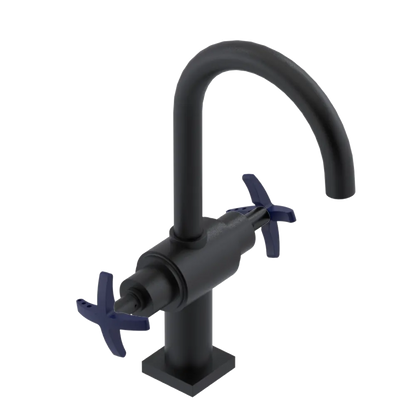Rubinet Single Hole Dual Handle Lav. Set. (less drain) Matt Black
