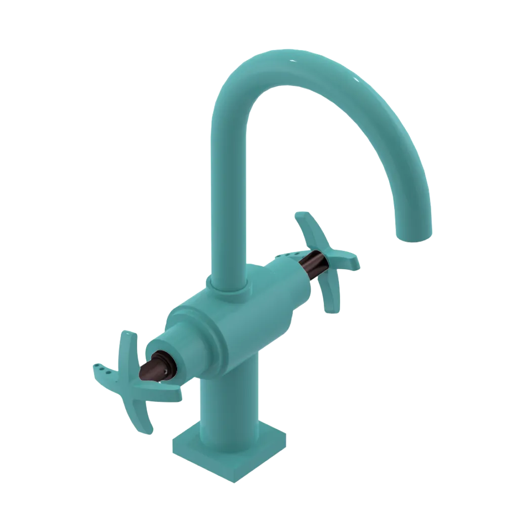 Rubinet Single Hole Dual Handle Lav. Set. (less drain) Aqua