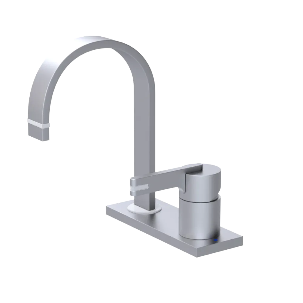 Rubinet 4" Centre Single Control Lav. Set (less drain) Satin Chrome
