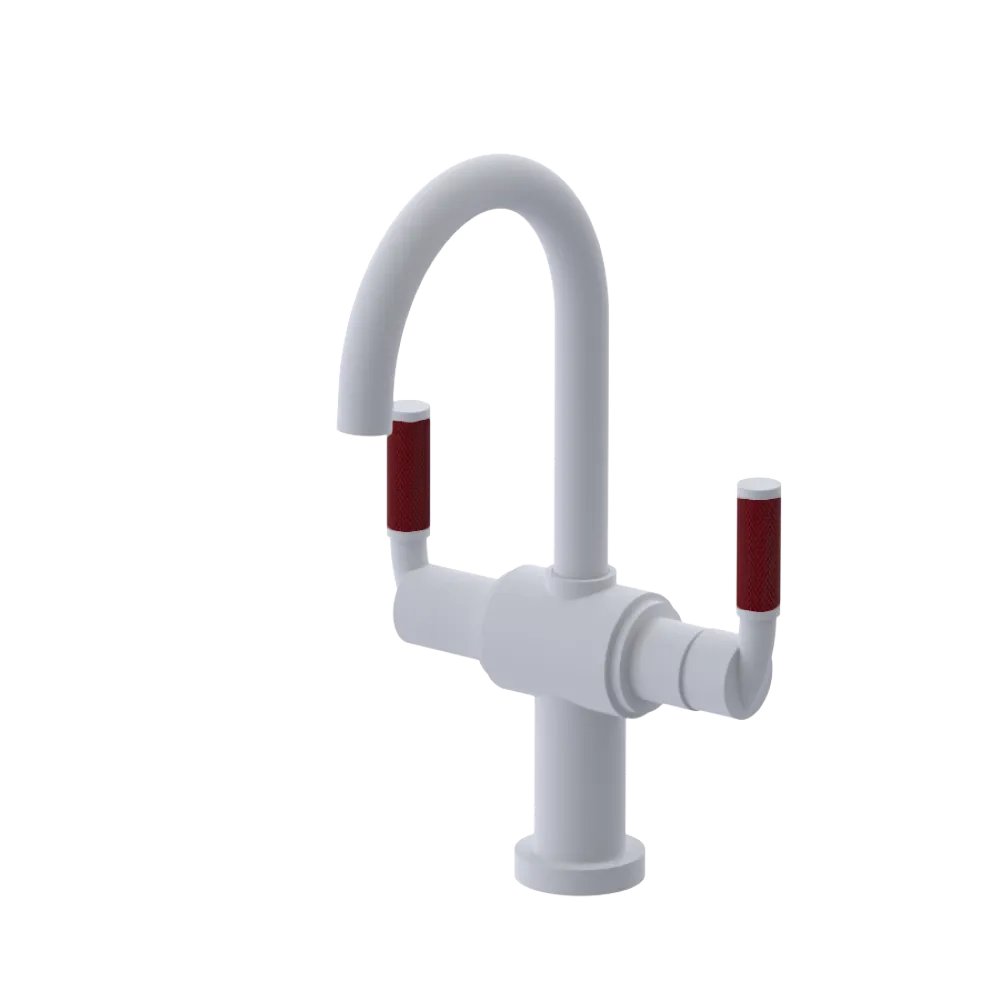 Rubinet Single Hole Dual Handle Lav. Set. (less drain) Matt White