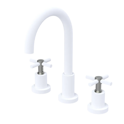 Rubinet Widespread Kitchen Set with LaSalle Spout Matt White