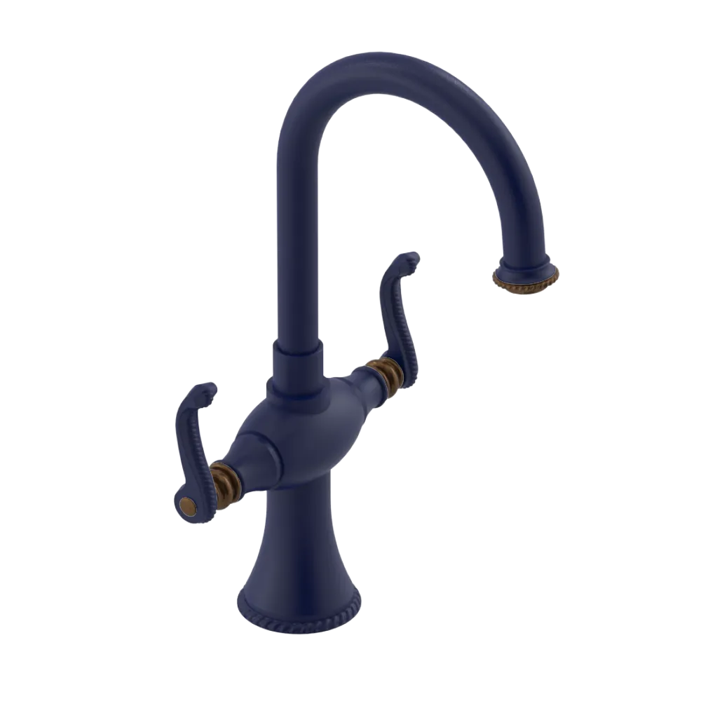 Rubinet Single Hole Dual Handle Lav. Set. (less drain) Midnight Blue
