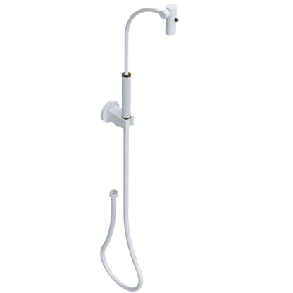 Rubinet Hand Held Shower Bidet with Extended Reach & Dual Function Spray Including Wall Bracket with Supply & Hose (Round) White