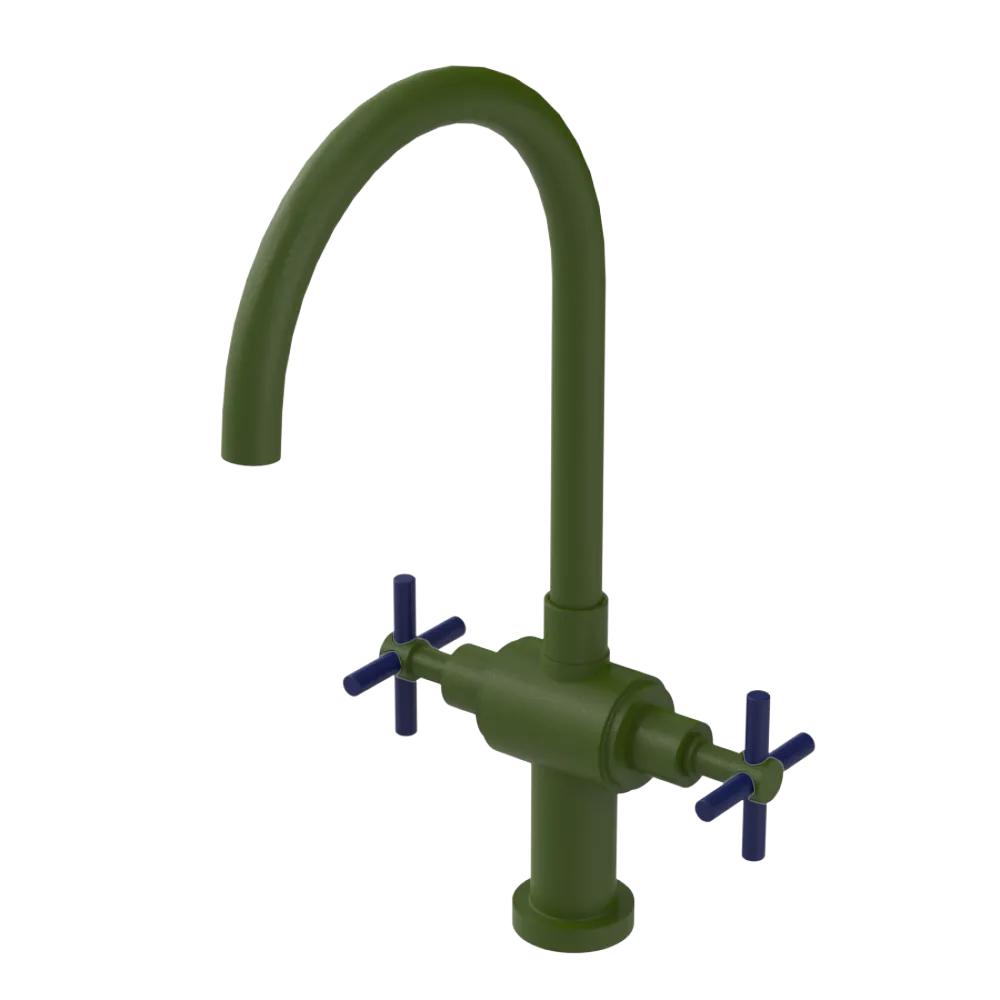 Rubinet Two Handle Single Hole Kitchen Set with LaSalle Spout Green Envy