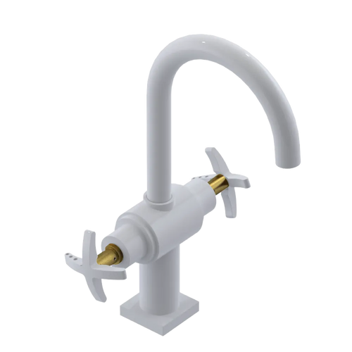 Rubinet Single Hole Dual Handle Lav. Set. (less drain) White