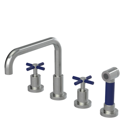 Rubinet Widespread Kitchen Set with Hand Spray Satin Nickel