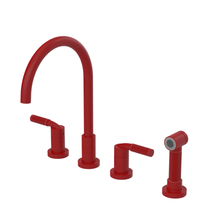 Rubinet Widespread Kitchen Set with Hand Spray Maroon