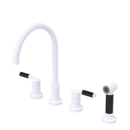 Rubinet Widespread Kitchen Set with Hand Spray White