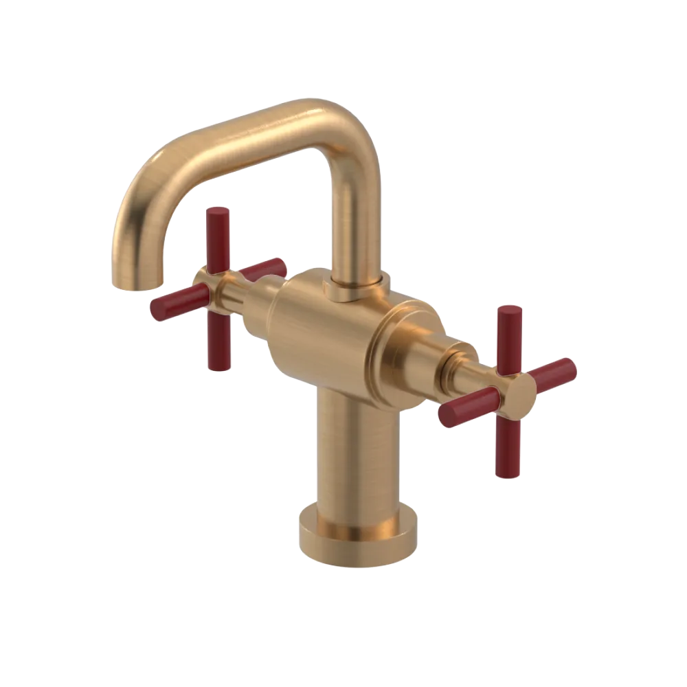 Rubinet Single Hole Dual Handle Lav. Set. (less drain) Satin Gold