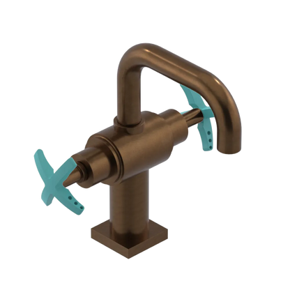 Rubinet Single Hole Dual Handle Lav. Set. with Genesis spout (less drain) Tuscan Brass