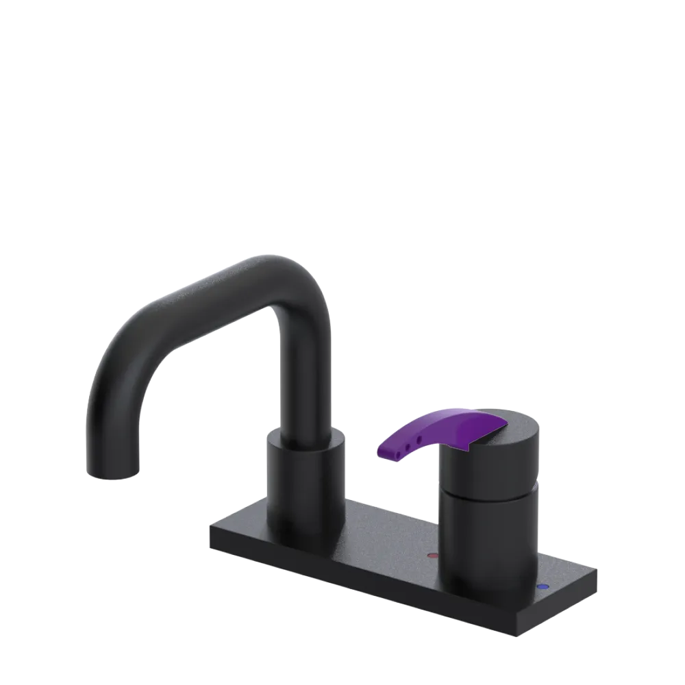 Rubinet 4" Centre Single Control Lav. Set. with Genesis spout (less drain) Matt Black