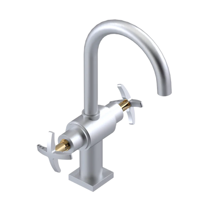 Rubinet Single Hole Dual Handle Lav. Set. (less drain) Satin Chrome