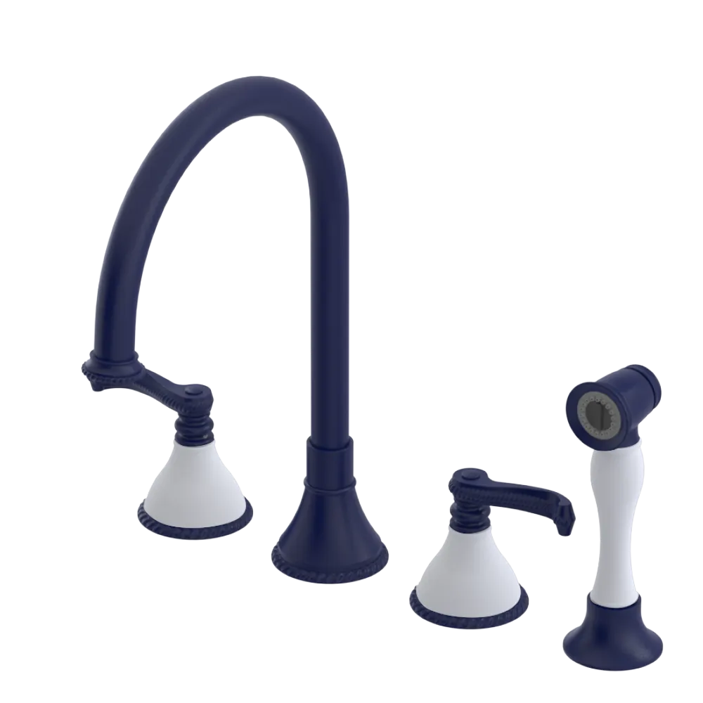 Rubinet Widespread Kitchen Set with Hand Spray Midnight Blue