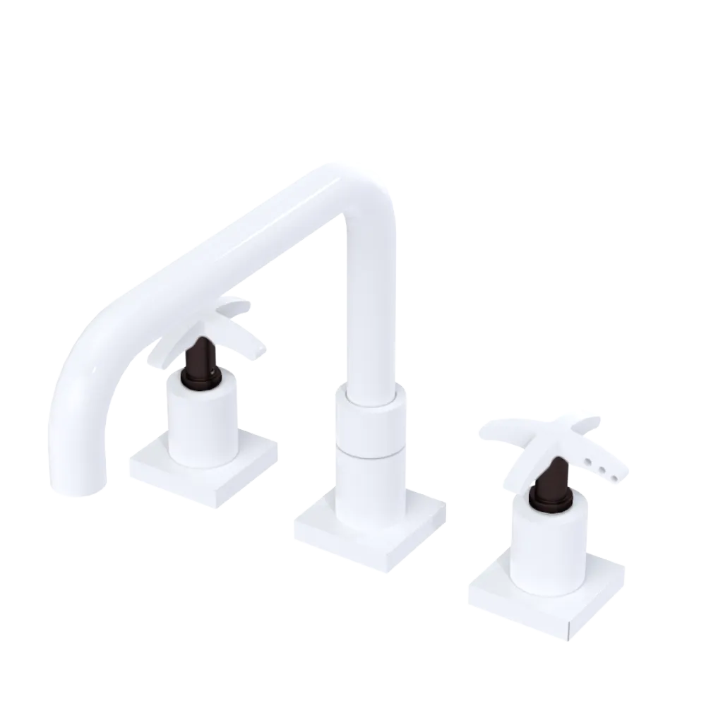 Rubinet Widespread Kitchen Set with Genesis Spout White